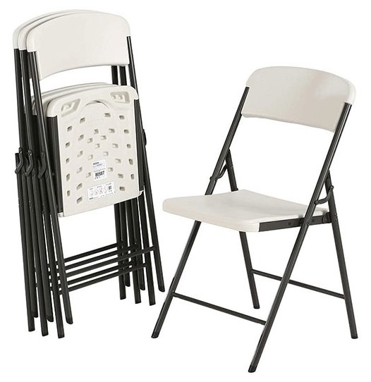  стулья - пластиковые со спинкой на металлокаркасе складные стулья
